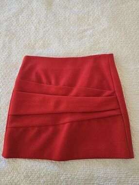 Maje Red Pleated Detail Mini Skirt - Women's, size 34